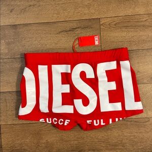 Diesel Men’s Size Small Swim Boxer Briefs Rear Logo Print Trunks New W/ Defects